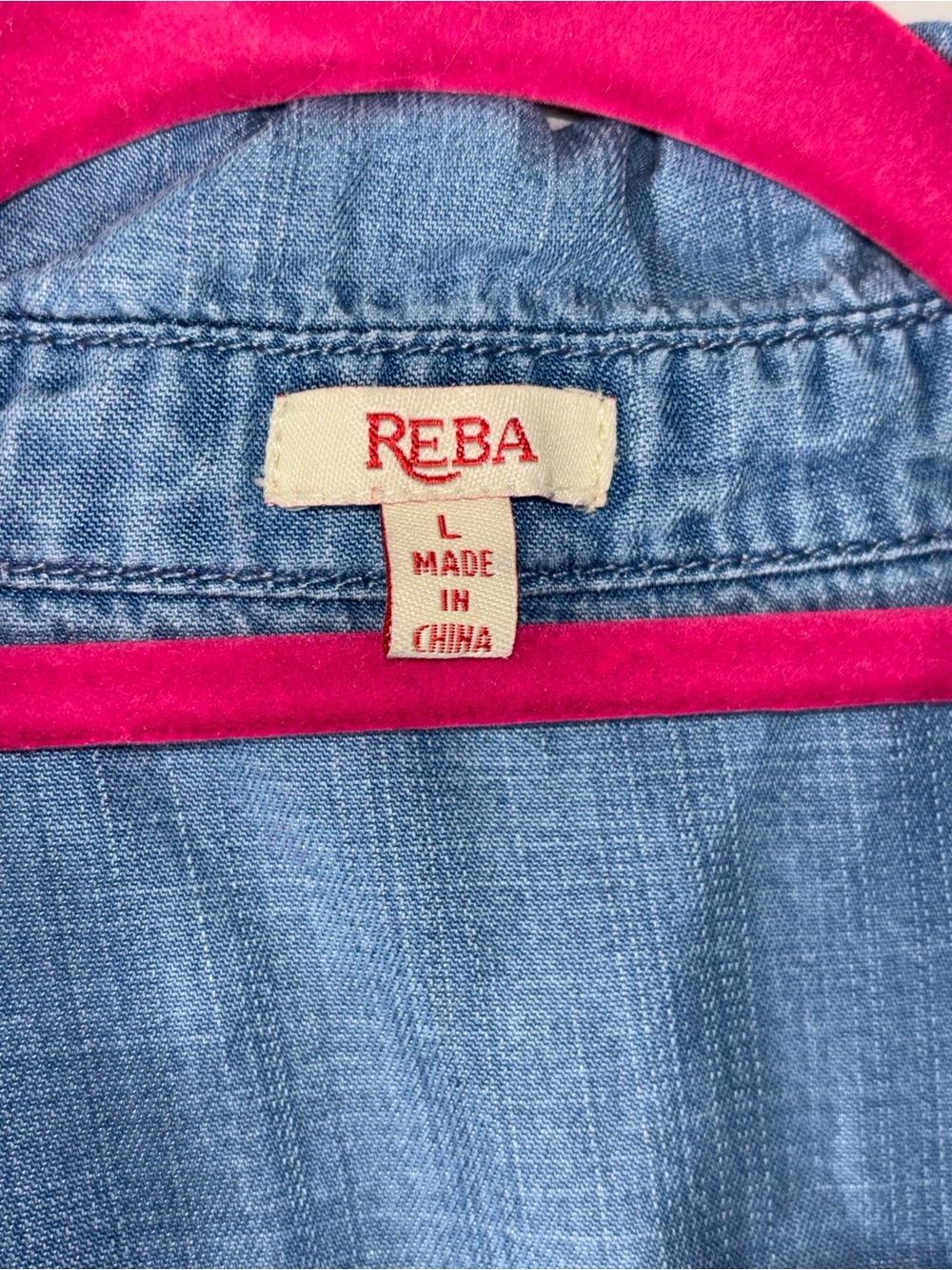 Reba Light Blue Embroidered Tie-Front Denim Blouse - Picture 10 of 12